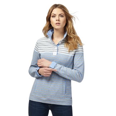 Maine New England Light grey funnel neck striped print sweater